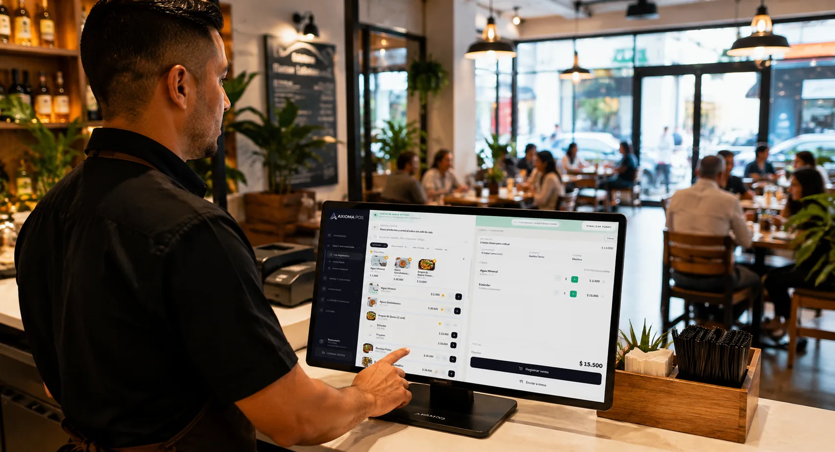 Sistema Punto de Venta Axioma POS funcionando en tablet para retail y gastronomía