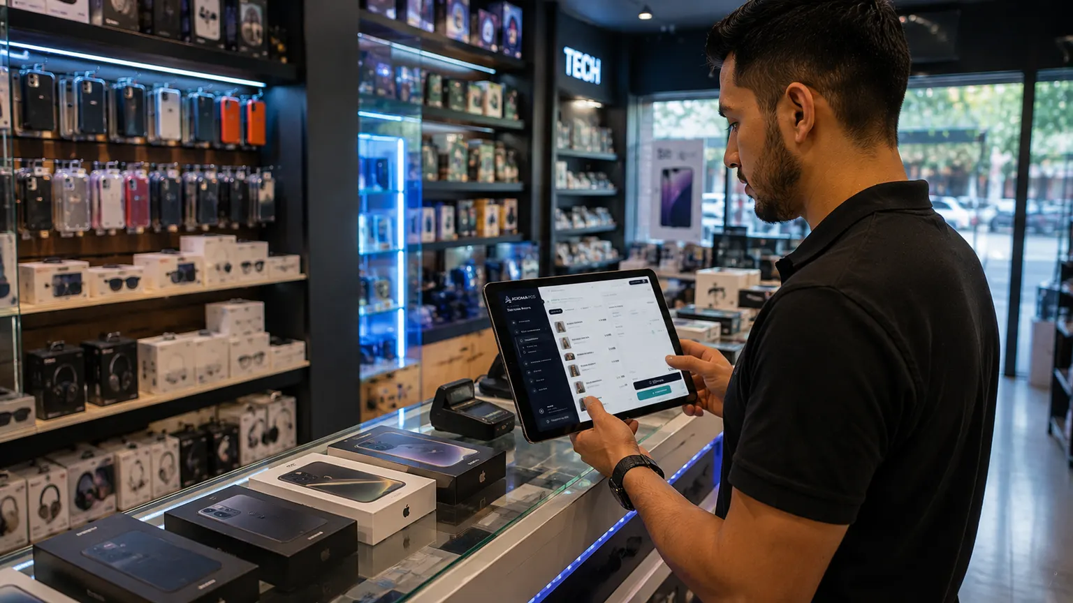 Sistema Punto de Venta Axioma POS funcionando en tablet para retail y gastronomía